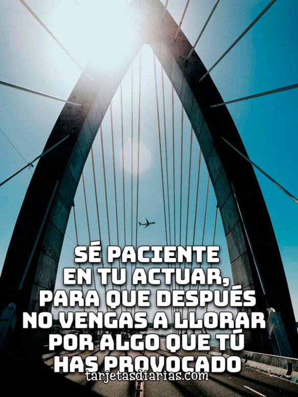 SÉ PACIENTE EN TU ACTUAR, PARA QUE DESPUÉS NO VENGAS A LLORAR POR ALGO QUE HAS PROVOCADO