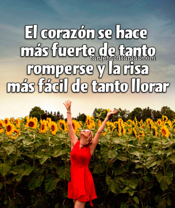 EL CORAZÓN SE HACE MÁS FUERTE DE TANTO ROMPERSE Y LA RISA MÁS FÁCIL DE TANTO LLORAR