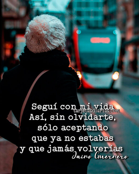SEGUÍ CON MI VIDA. ASÍ, SIN OLVIDARTE, SÓLO ACEPTANDO QUE YA NO ESTABAS Y QUE JAMÁS VOLVERÍAS
