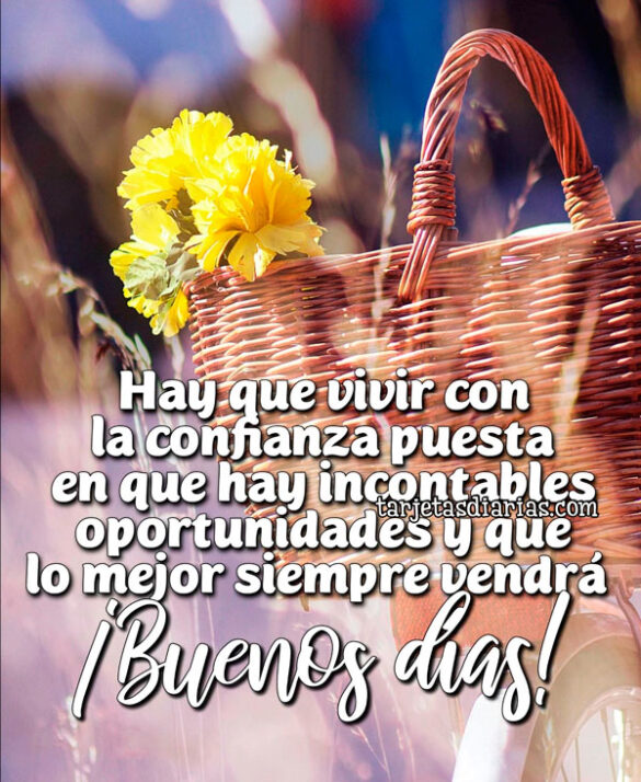 HAY QUE VIVIR CON LA CONFIANZA PUESTA EN QUE HAY INCONTABLES OPORTUNIDADES Y QUE LO MEJOR SIEMPRE VENDRÁ ¡BUENOS DÍAS!