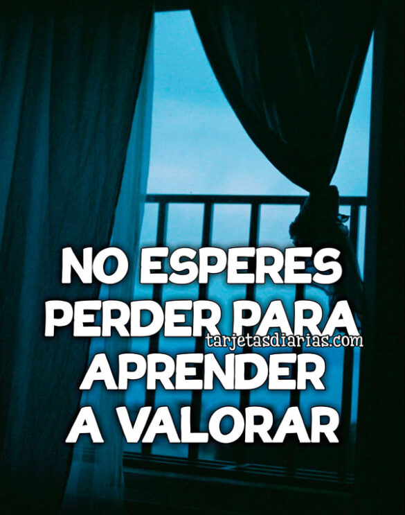NO ESPERES PERDER PARA APRENDER A VALORAR