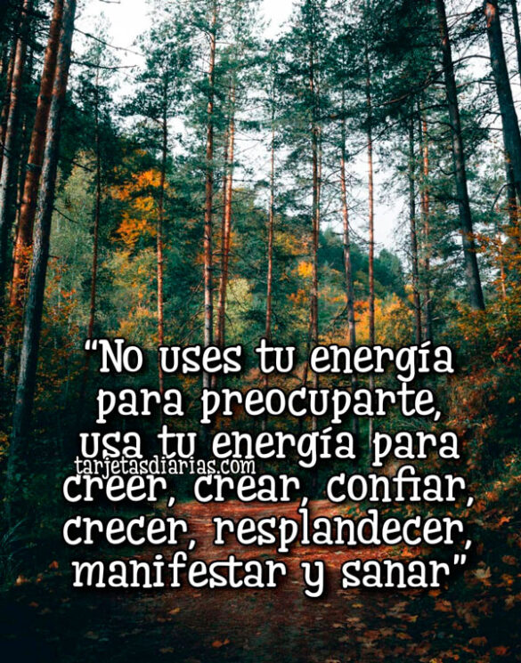 “NO USES TU ENERGÍA PARA PREOCUPARTE, USA TU ENERGÍA PARA CREER, CREAR, CONFIAR, CRECER, RESPLANDECER MANIFESTAR Y SANAR”
