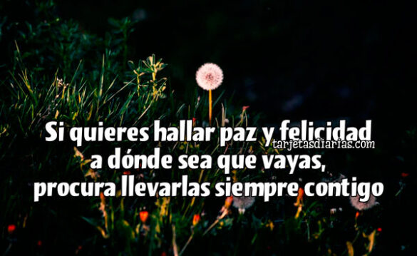 SI QUIERES HALLAR PAZ Y FELICIDAD A DÓNDE SEA QUE VAYAS, PROCURA LLEVARLAS SIEMPRE CONTIGO
