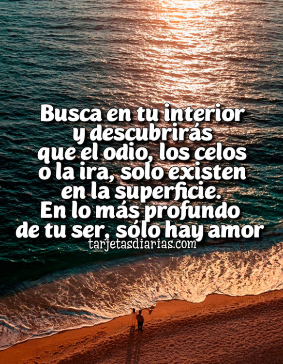 BUSCA EN TU INTERIOR Y DESCUBRIRÁS QUE EL ODIO, LOS CELOS Y LA IRA, SOLO EXISTEN EN LA SUPERFICIE