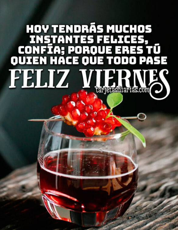 HOY TENDRÁS MUCHOS INSTANTES FELICES, CONFÍA; PORQUE ERES TÚ QUIEN HACE QUE TODO PASE. FELIZ VIERNES