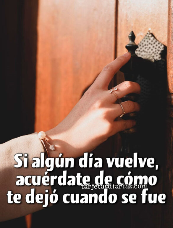 SI ALGÚN DÍA VUELVE, ACUÉRDATE DE CÓMO TE DEJÓ CUANDO SE FUE