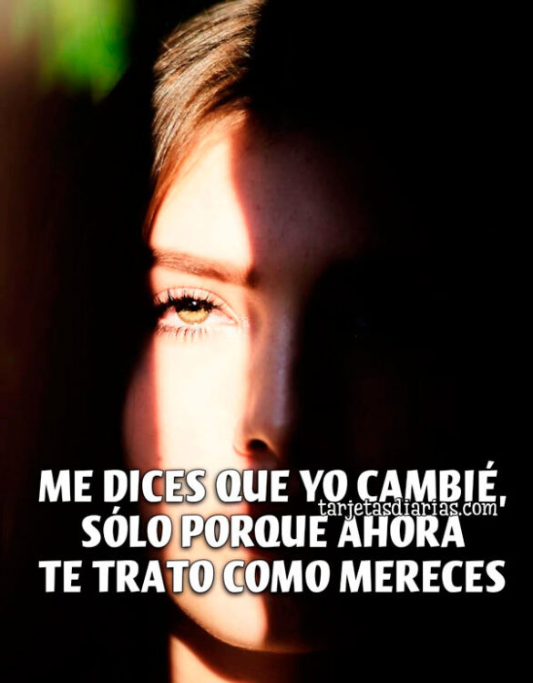 ME DICES QUE YO CAMBIÉ, SÓLO PORQUE AHORA TE TRATO COMO MERECES