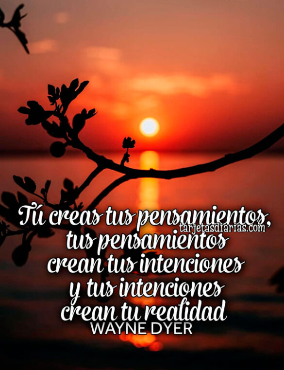 TÚ CREAS TUS PENSAMIENTOS, TUS PENSAMIENTOS CREAN TUS INTENCIONES Y TUS INTENCIONES CREAN TU REALIDAD
