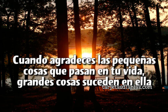 CUANDO AGRADECES LAS PEQUEÑAS COSAS QUE PASAN EN TU VIDA, GRANDES COSAS SUCEDEN EN ELLA
