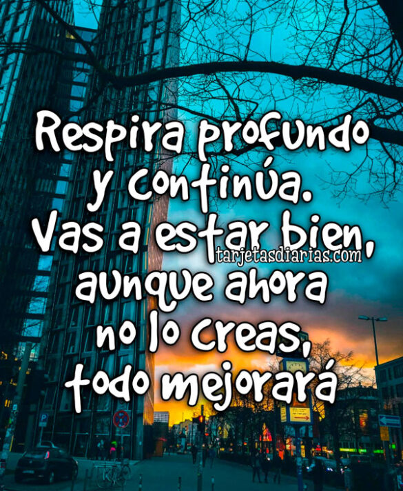 RESPIRA PROFUNDO Y CONTINÚA. VAS A ESTAR BIEN, AUNQUE AHORA NO LO CREAS, TODO MEJORARÁ