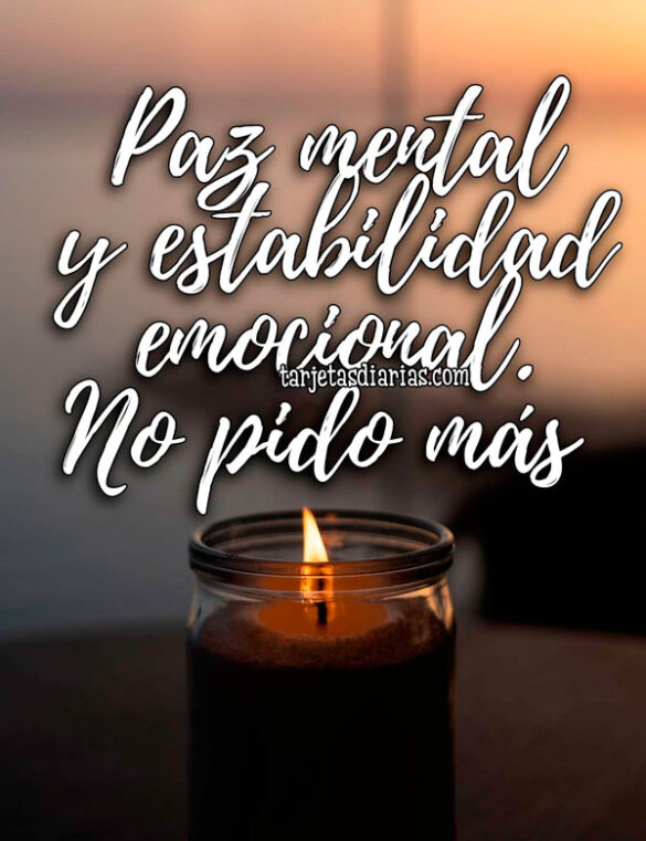 PAZ MENTAL Y ESTABILIDAD EMOCIONAL. NO PIDO MÁS