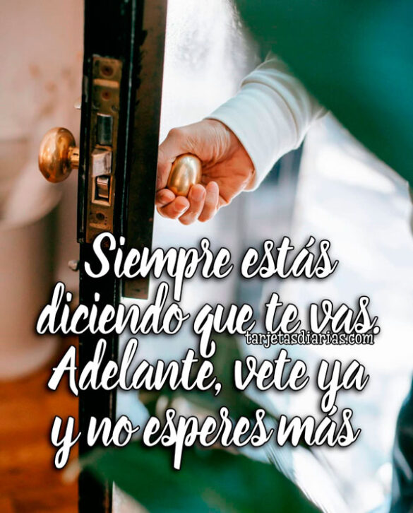 SIEMPRE ESTÁS DICIENDO QUE TE VAS. ADELANTE, VETE YA Y NO ESPERES MÁS