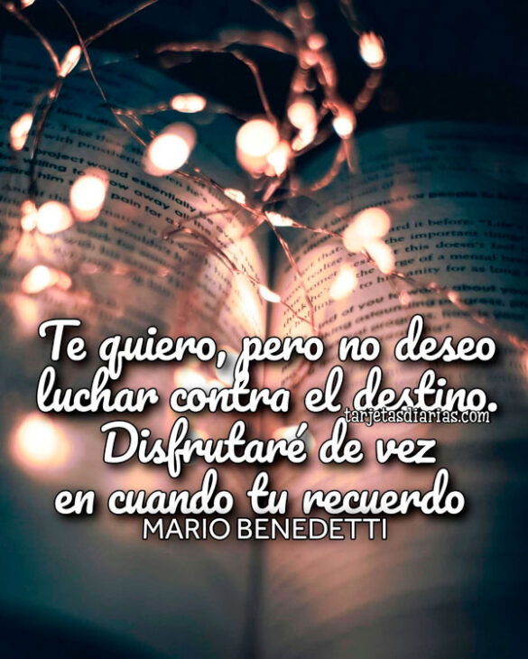 TE QUIERO, PERO NO DESEO LUCHAR CONTRA EL DESTINO. DISFRUTARÉ DE VEZ EN CUANDO TU RECUERDO