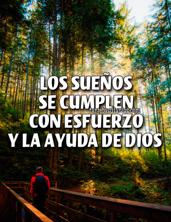 LOS SUEÑOS SE CUMPLEN CON ESFUERZO Y LA AYUDA DE DIOS - Tarjetas Diarias