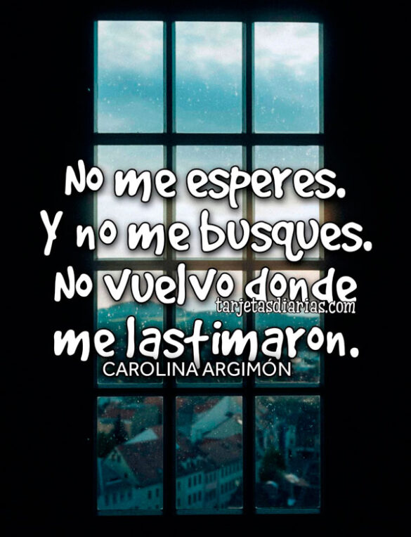 NO ME ESPERES. Y NO ME BUSQUES. NO VUELVO A DONDE ME LASTIMARON