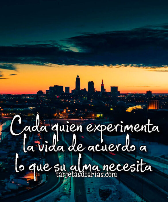 CADA QUIEN EXPERIMENTA LA VIDA DE ACUERDO A LO QUE SU ALMA NECESITA