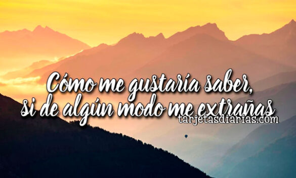 CÓMO ME GUSTARÍA SABER, SI DE ALGÚN MODO ME EXTRAÑAS