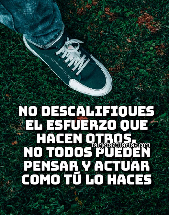 NO DESCALIFIQUES EL ESFUERZO QUE HACEN OTROS. NO TODOS PUEDEN PENSAR Y ACTUAR COMO TÚ LO HACES