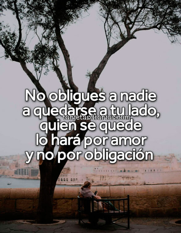 NO OBLIGUES A NADIE A QUEDARSE A TU LADO, QUIEN SE QUEDE LO HARÁ POR AMOR Y NO POR OBLIGACIÓN