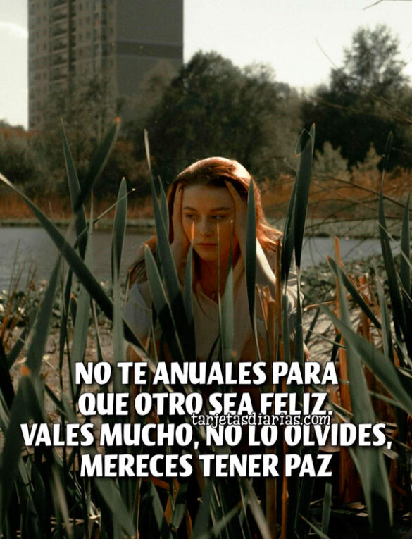 NO TE ANULES PARA QUE OTRO SEA FELIZ. VALES MUCHO, NO LO OLVIDES, MERECES TENER PAZ
