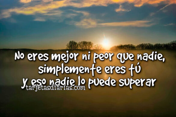 NO ERES MEJOR NI PEOR QUE NADIE, SIMPLEMENTE ERES TÚ Y ESO NADIE LO PUEDE SUPERAR