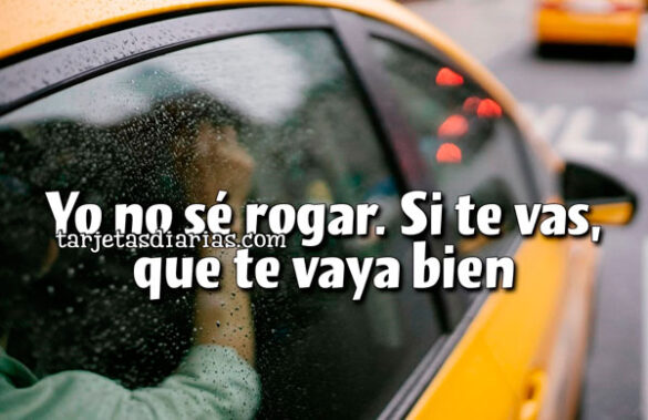 YO NO SÉ ROGAR. SI TE VAS, QUE TE VAYA BIEN
