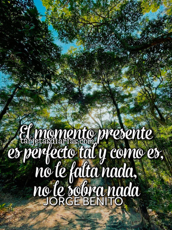 EL MOMENTO PRESENTE ES PERFECTO TAL Y CÓMO ES, NO LE FALTA NADA, NO LE SOBRA NADA