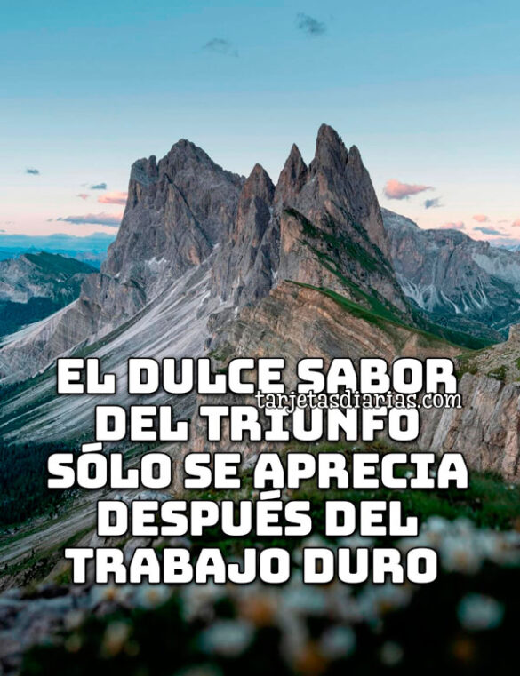EL DULCE SABOR DEL TRIUNFO SÓLO SE APRECIA DESPUÉS DEL TRABAJO DURO
