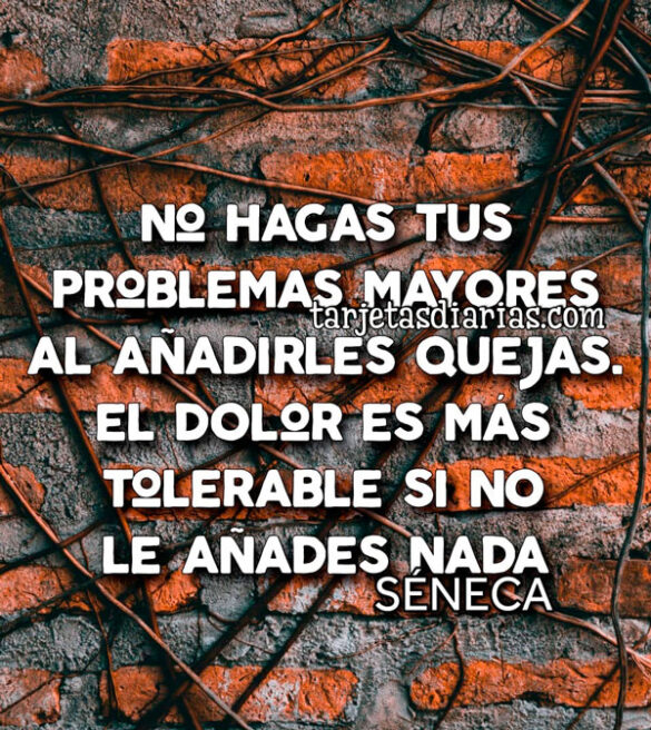NO HAGAS TUS PROBLEMAS MAYORES AL AÑADIRLES QUEJAS. EL DOLOR ES MÁS TOLERABLE SI NO LE AÑADES NADA