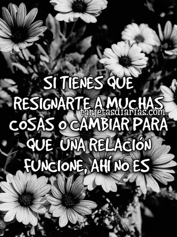 SI TIENES QUE RESIGNARTE A MUCHAS COSAS O CAMBIAR PARA QUE UNA RELACIÓN RELACION FUNCIONE, AHÍ NO ES