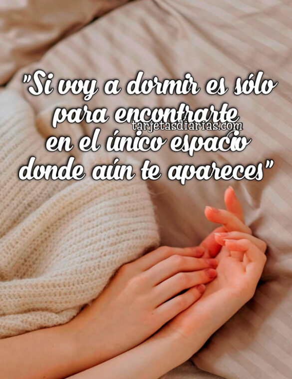 “SI VOY A DOMIR ES SÓLO PARA ENCONTRARTE EN EL ÚNICO ESPACIO DONDE AÚN TE APARECES”