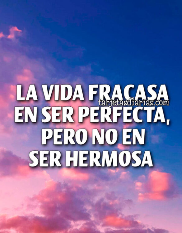 LA VIDA FRACASA EN SER PERFECTA, PERO NO EN SER HERMOSA