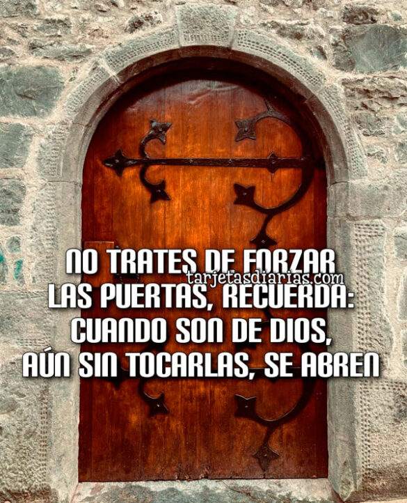 NO TRATES DE FORZAR LAS PUERTAS, RECUERDA: CUANDO SON DE DIOS, AÚN SIN TOCARLAS, SE ABREN