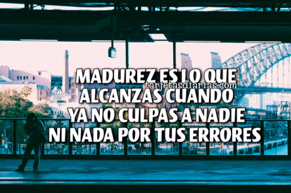 MADUREZ ES LO QUE ALCANZAS CUANDO YA NO CULPAS A NADIE NI NADA POR TUS ERRORES