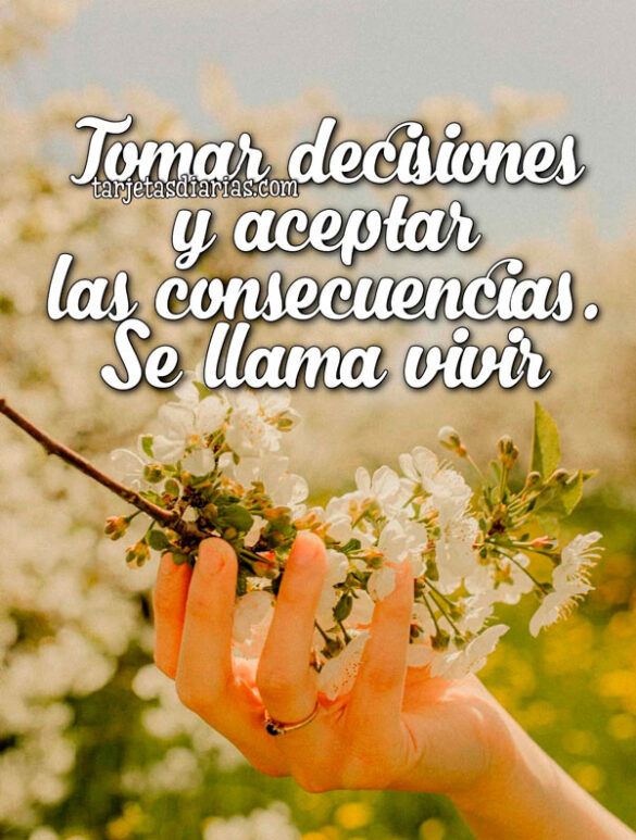 TOMAR DECISIONES Y ACEPTAR LAS CONSECUENCIAS. SE LLAMA VIVIR