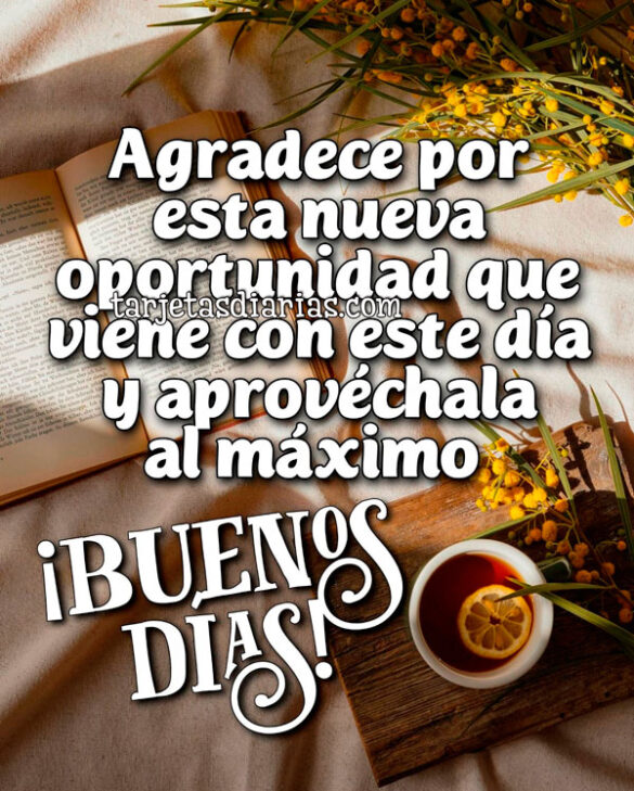 AGRADECE ESTA NUEVA OPORTUNIDAD QUE VIENE CON ESTE DÍA Y APROVÉCHALA AL MÁXIMO. ¡BUENOS DÍAS!