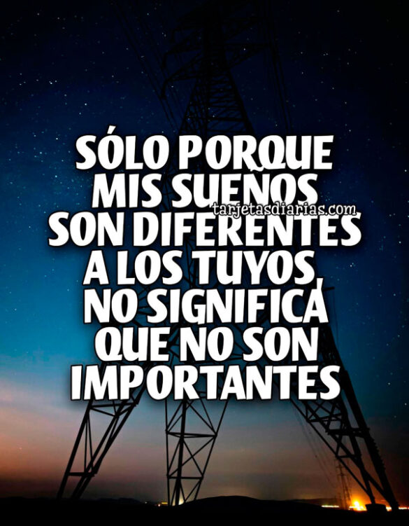 SÓLO PORQUE MIS SUEÑOS SON DIFERENTES A LOS TUYOS, NO SIGNFICIA QUE NO SON IMPORTANTES