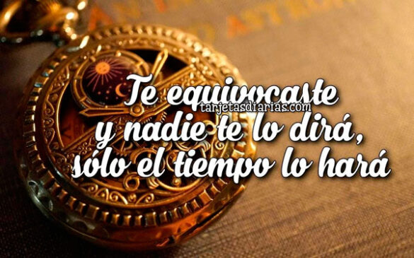 TE EQUIVOCASTE Y NADIE TE LO DIRÁ, SÓLO EL TIEMPO LO HARÁ
