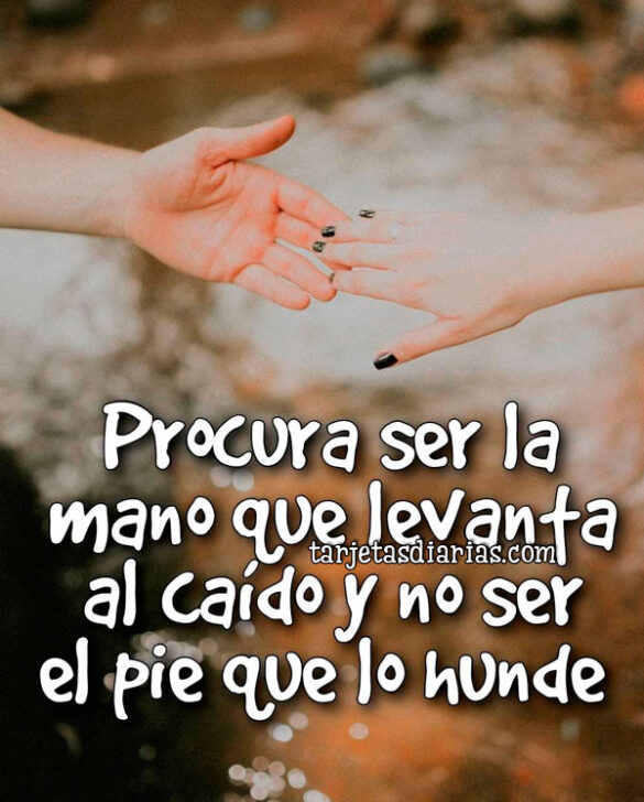 PROCURA SER LA MANO QUE LEVANTA AL CAÍDO Y NO SER EL PIE QUE LO HUNDE