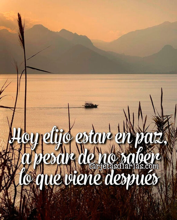 HOY ELIJO ESTAR EN PAZ, A PESAR DE NO SABER LO QUE VIENE DESPUÉS