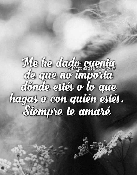ME HE DADO CUENTA DE QUE NO IMPORTA DÓNDE ESTÉS O LO QUE HAGAS O CON QUIÉN ESTÉS. SIEMPRE TE AMARÉ
