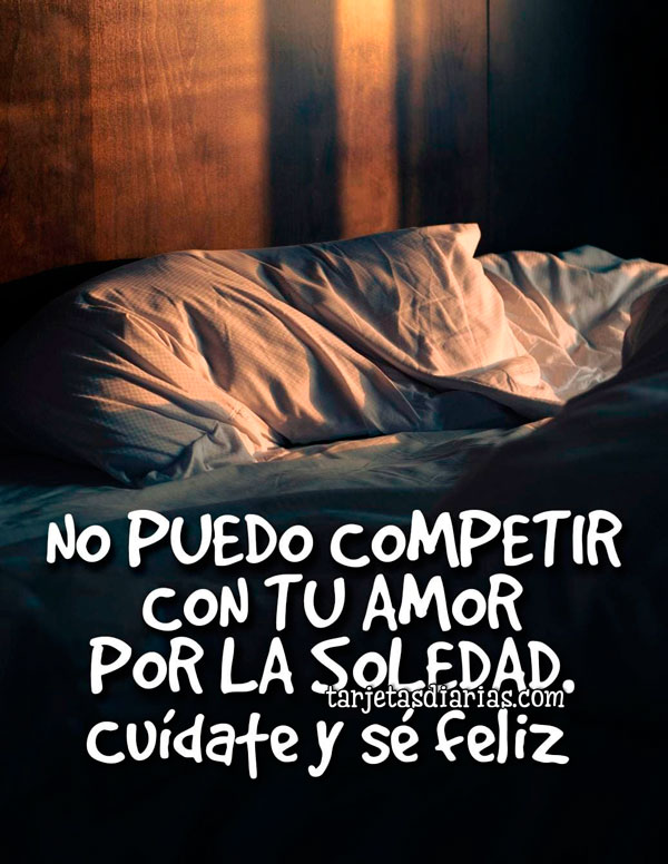 NO PUEDO COMPETIR CON TU AMOR POR LA SOLEDAD. CUÍDATE Y SÉ FELIZ ...