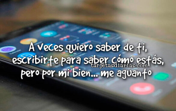 A VECES QUIERO SABER DE TI, ESCRIBIRTE PARA SABER CÓMO ESTÁS, PERO POR MI BIEN… ME AGUANTO