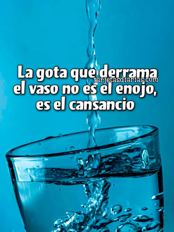 LA GOTA QUE DERRAMA EL VASO NO ES EL ENOJO, ES EL CANSANCIO