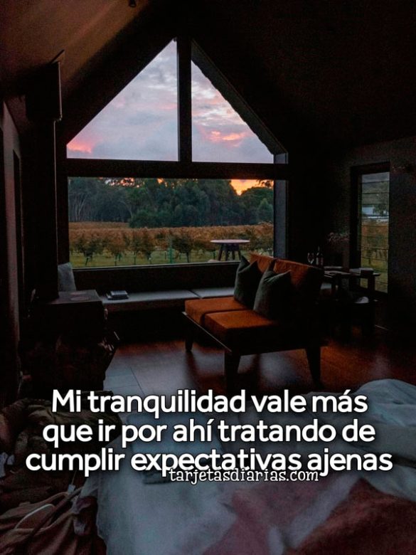 MI TRANQUILIDAD VALE MÁS QUE IR POR AHÍ TRATANDO DE CUMPLIR EXPECTATIVAS AJENAS