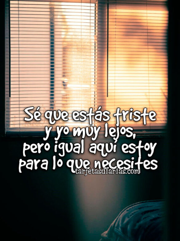 SÉ QUE ESTÁS TRISTE Y YO MUY LEJOS, PERO IGUAL AQUÍ ESTOY PARA LO QUE NECESITES