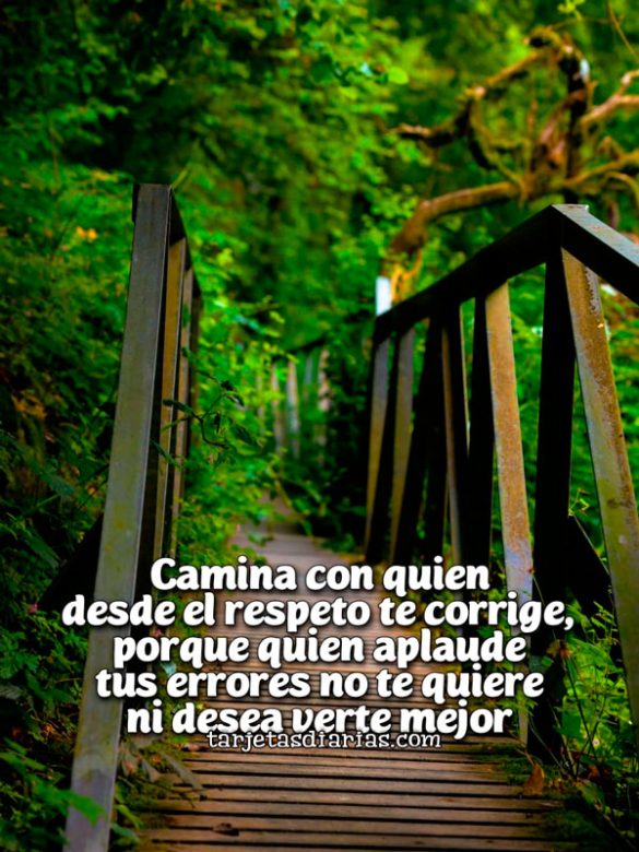 CAMINA CON QUIEN DESDE EL RESPETO TE CORRIGE, PORQUE QUIEN APLAUDE TUS ERRORES SON TE QUIERE NI DESEA VERTE MEJOR