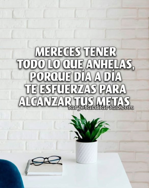 MERECES TENER TODO LO QUE ANHELAS, PORQUE DÍA A DÍA TE ESFUERZAS PARA ALCANZAR TUS METAS