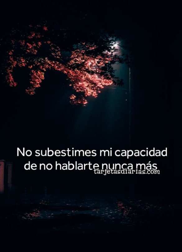 NO SUBESTIMES MI CAPACIDAD DE NO HABLARTE NUNCA MÁS