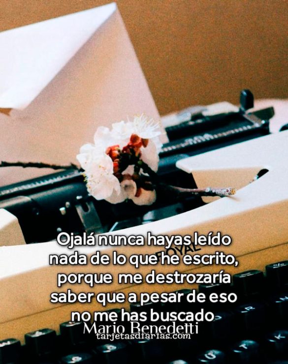 OJALÁ NUNCA HAYAS LEÍDO NADA DE LO QUE HE ESCRITO, PORQUE ME DESTROZARÍA SABER QUE A PESAR DE ESO NO ME HAS BUSCADO